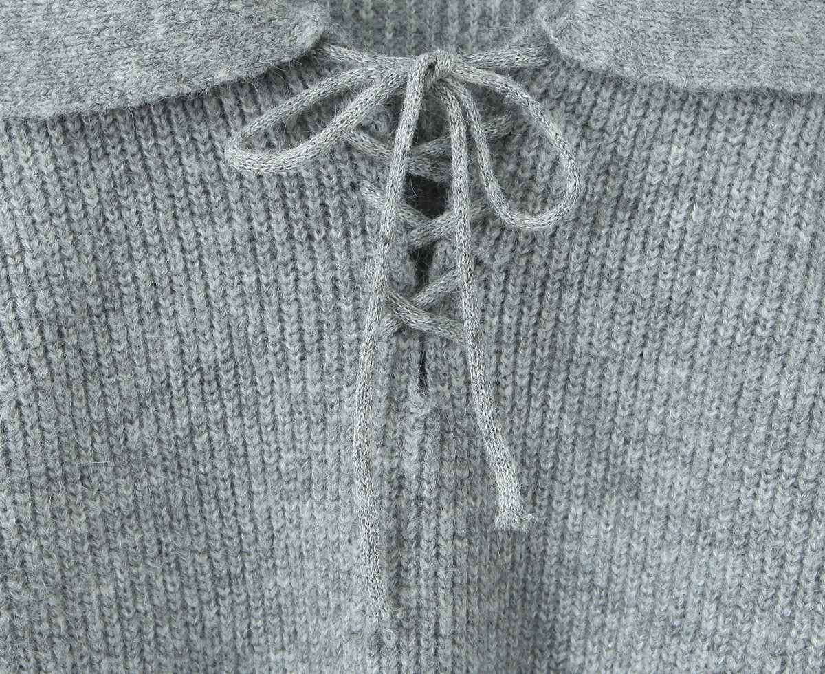Women's Rope Collar Polo Pullover Sweater