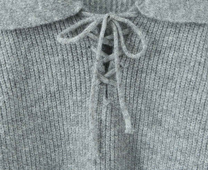 Women's Rope Collar Polo Pullover Sweater
