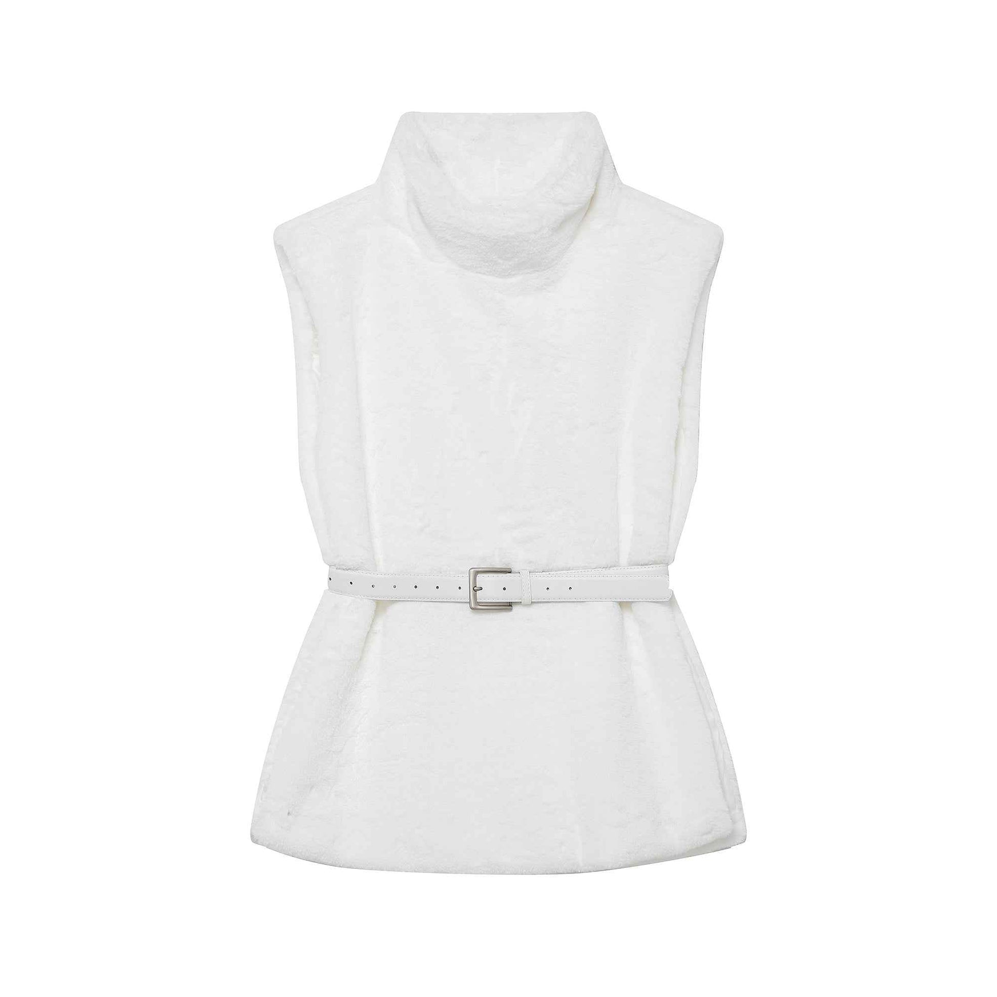 All Match Sleeveless Series Turtleneck Faux Fur Sweater Vest