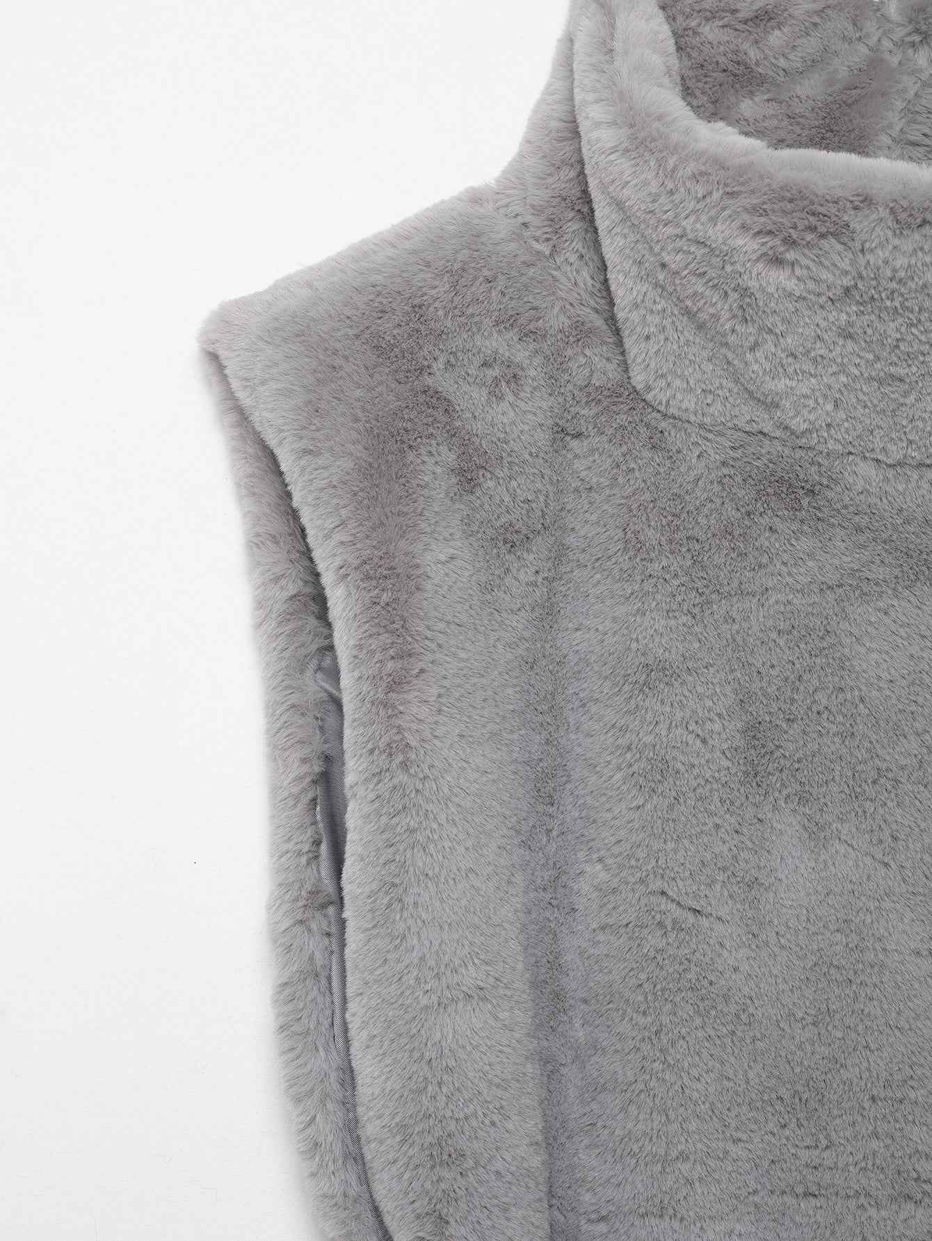 All Match Sleeveless Series Turtleneck Faux Fur Sweater Vest