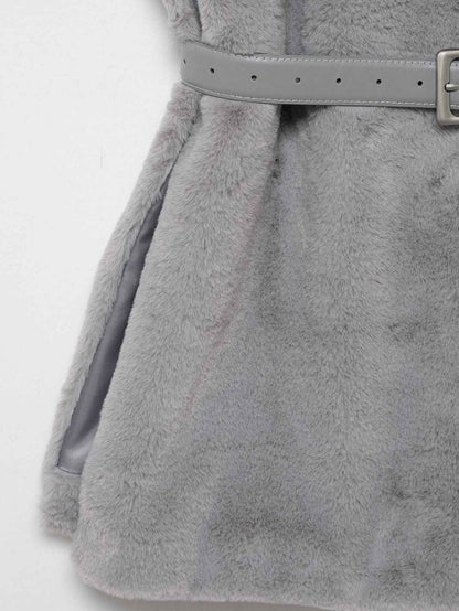 All Match Sleeveless Series Turtleneck Faux Fur Sweater Vest