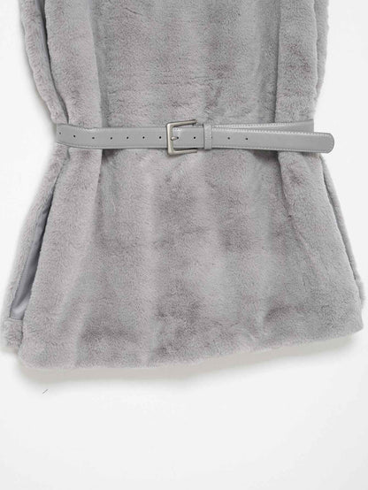 All Match Sleeveless Series Turtleneck Faux Fur Sweater Vest