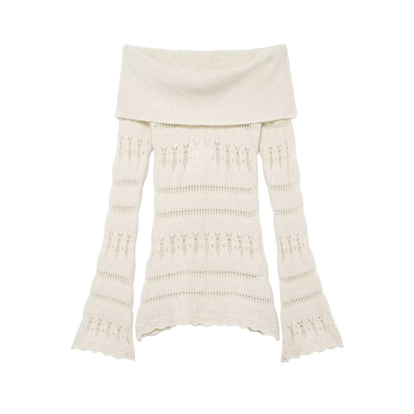 Hollow Cutout Shoulder Baring Sweater