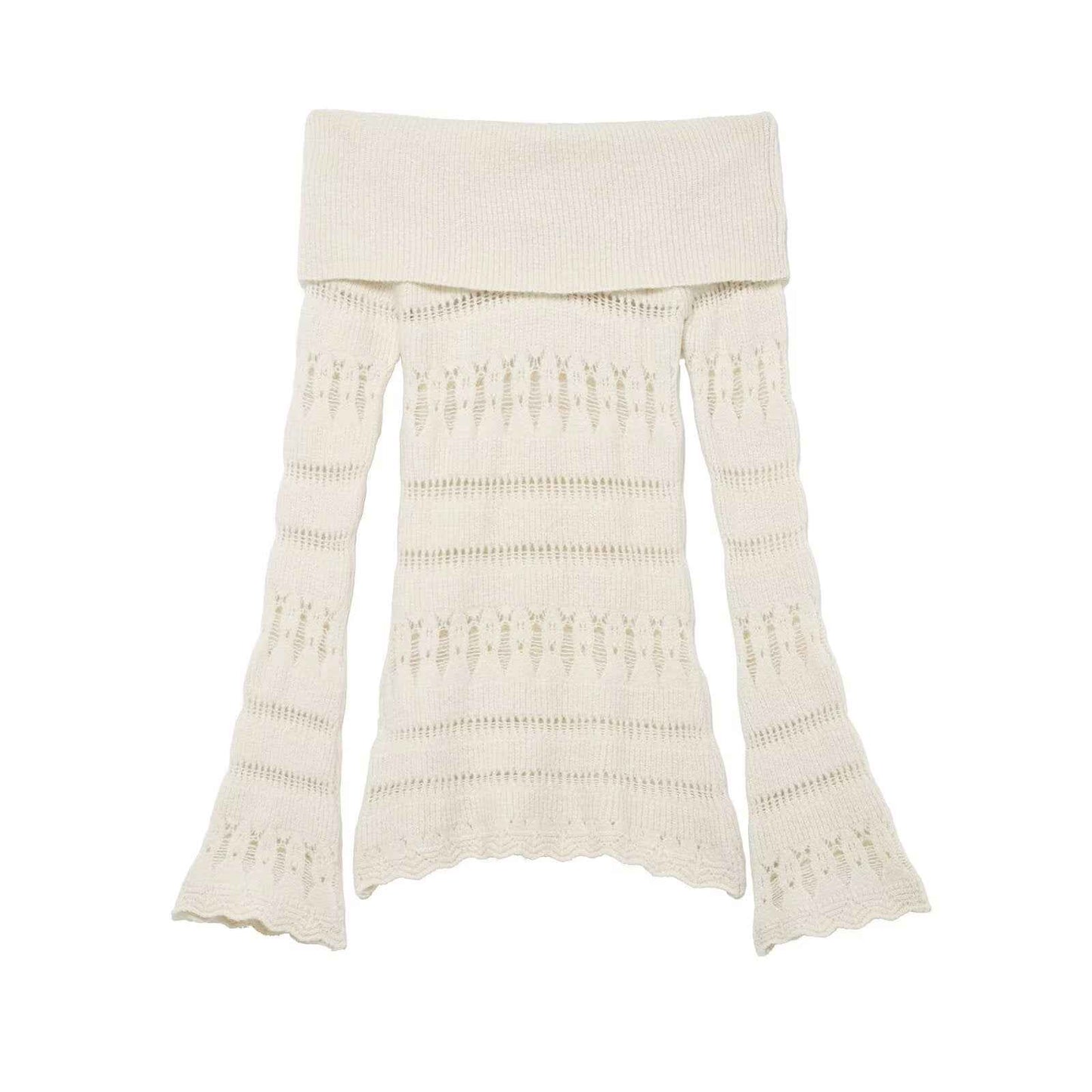 Hollow Cutout Shoulder Baring Sweater