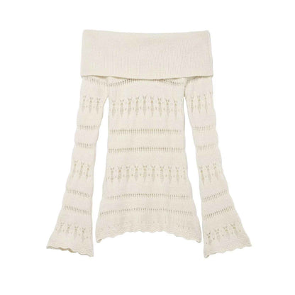 Hollow Cutout Shoulder Baring Sweater