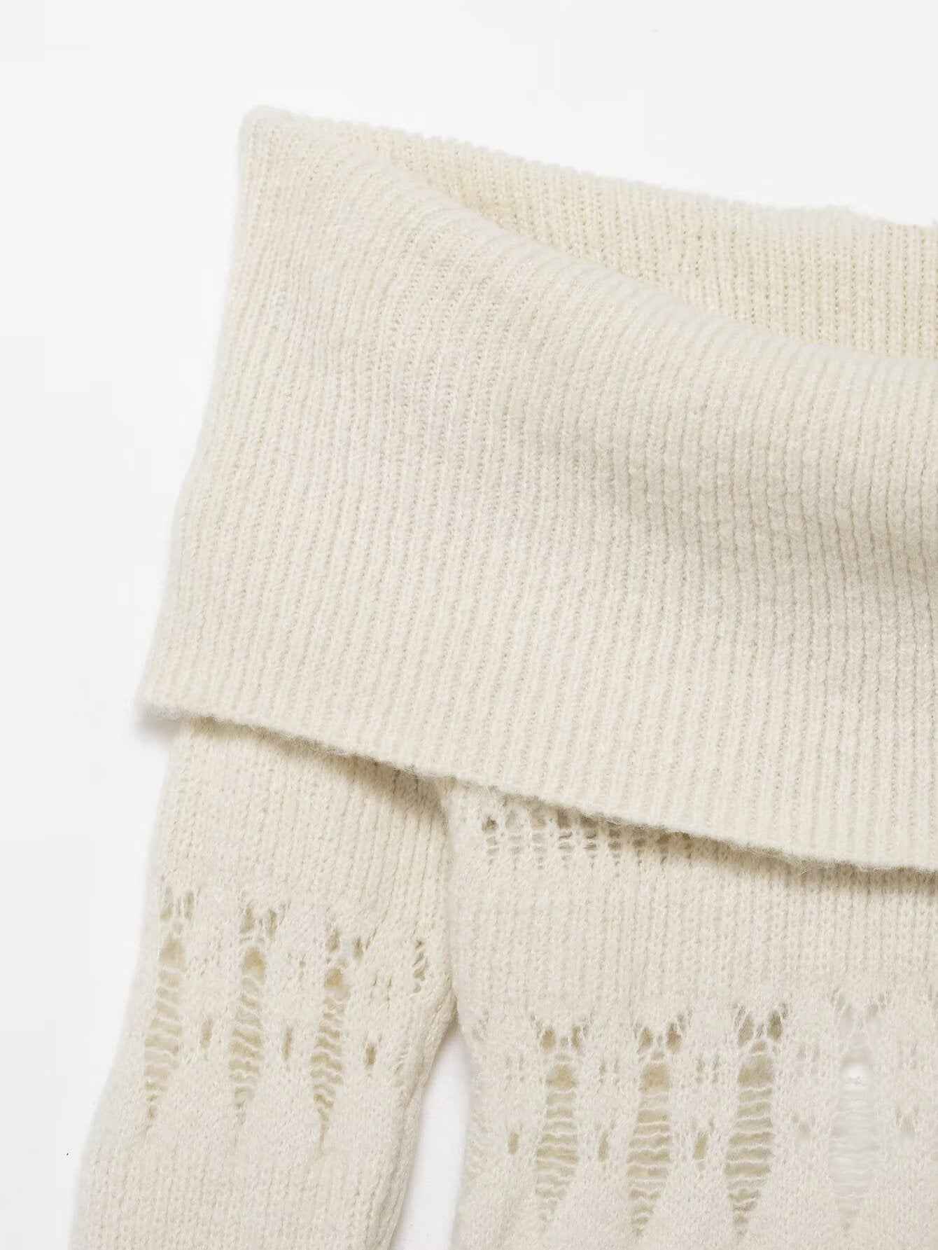 Hollow Cutout Shoulder Baring Sweater