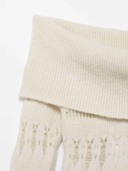 Hollow Cutout Shoulder Baring Sweater