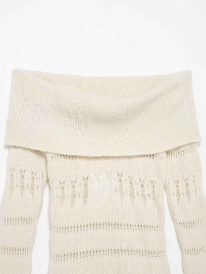 Hollow Cutout Shoulder Baring Sweater
