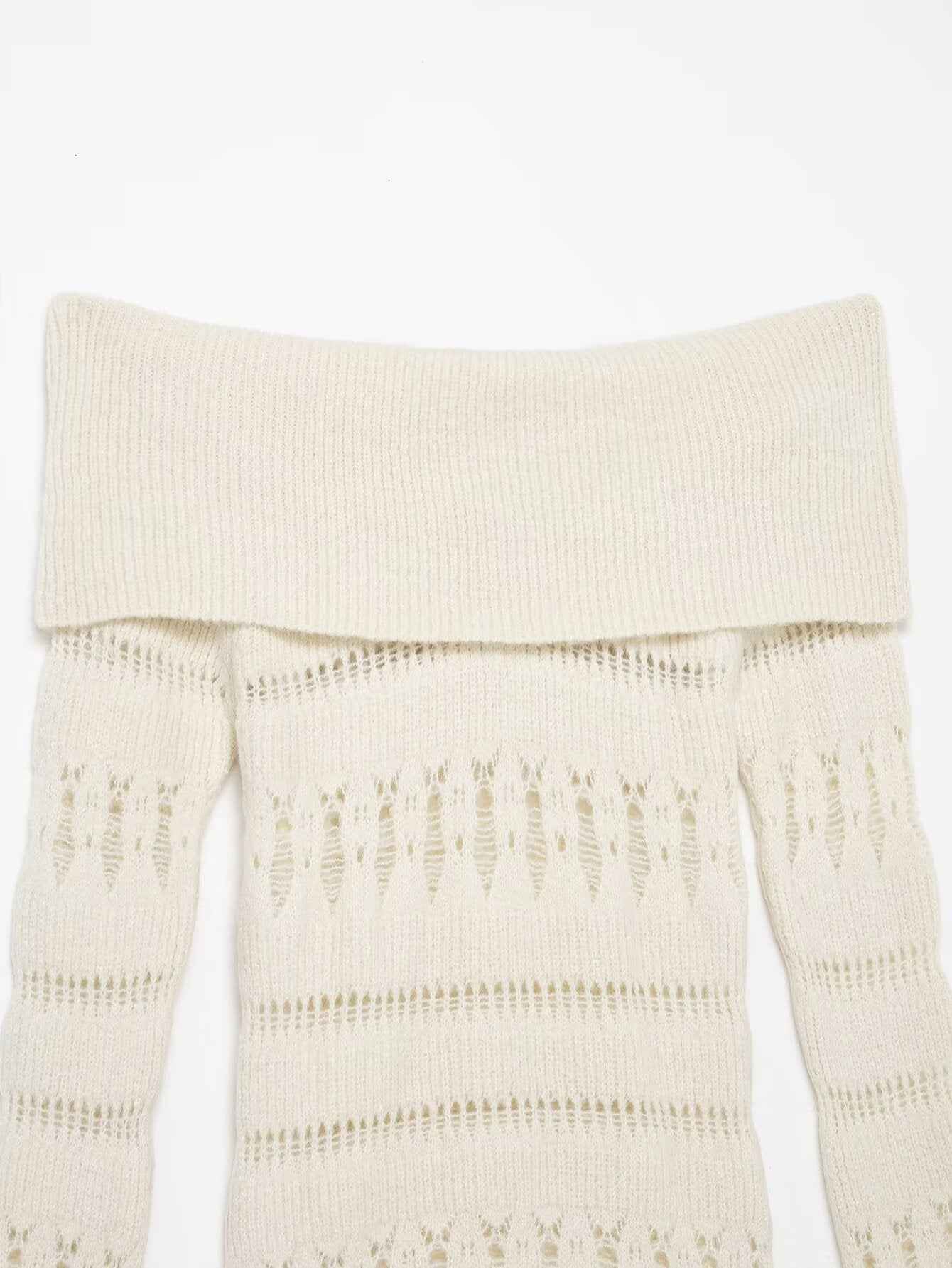 Hollow Cutout Shoulder Baring Sweater