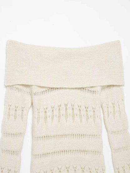 Hollow Cutout Shoulder Baring Sweater