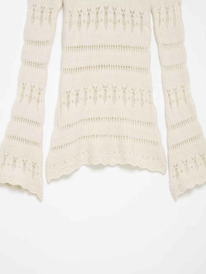 Hollow Cutout Shoulder Baring Sweater