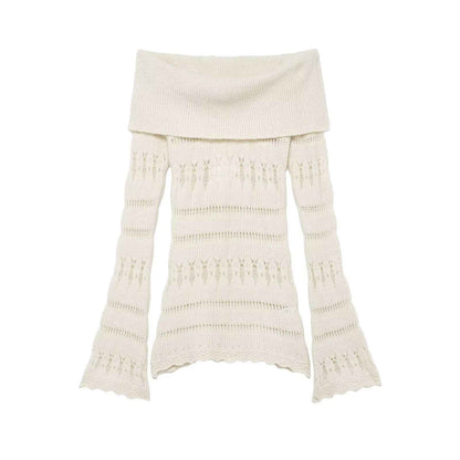Hollow Cutout Shoulder Baring Sweater