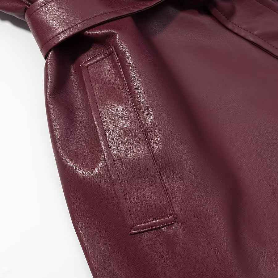 Women's Long Sleeve Leather Jacket