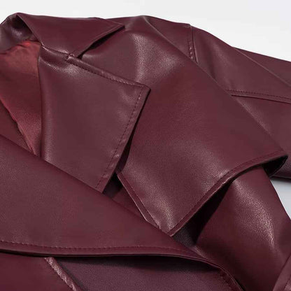 Women's Long Sleeve Leather Jacket