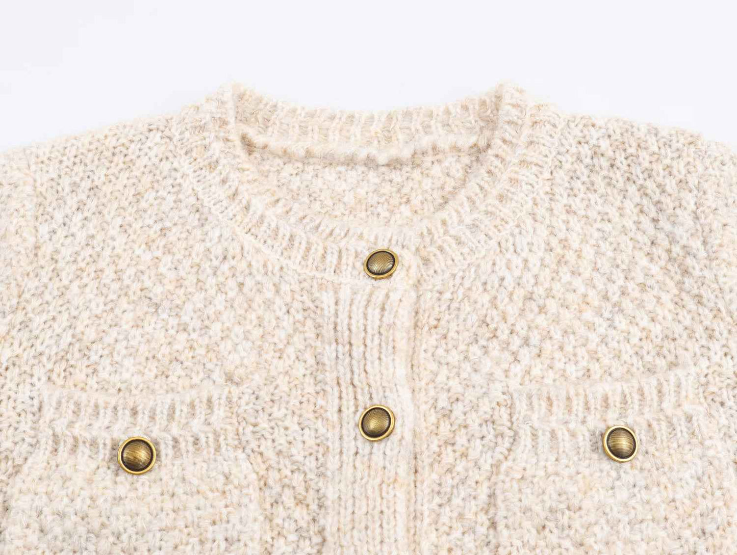 Special Yarn Blended Classic Button Long Sleeve Knitted Cardigan