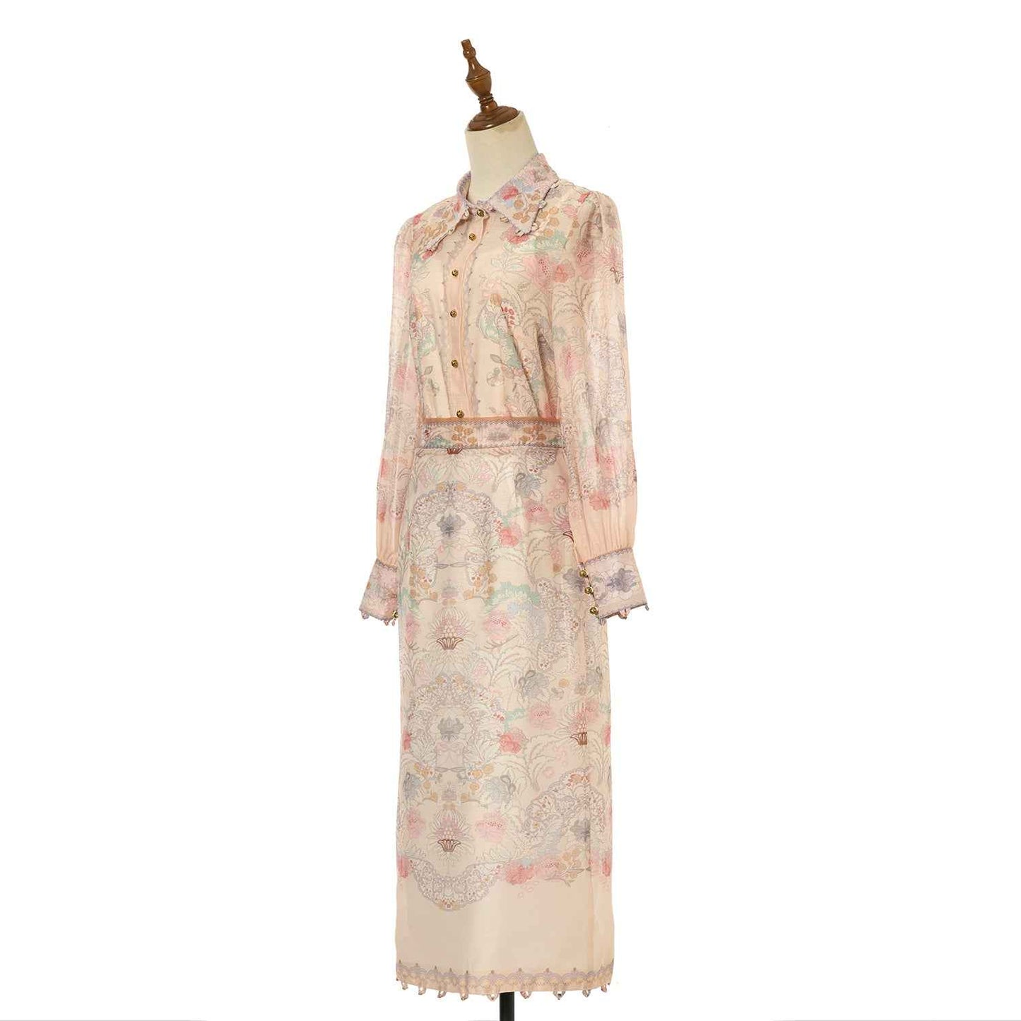 Women's Floral Patterned Blouse and Skirt Two Piece Sets