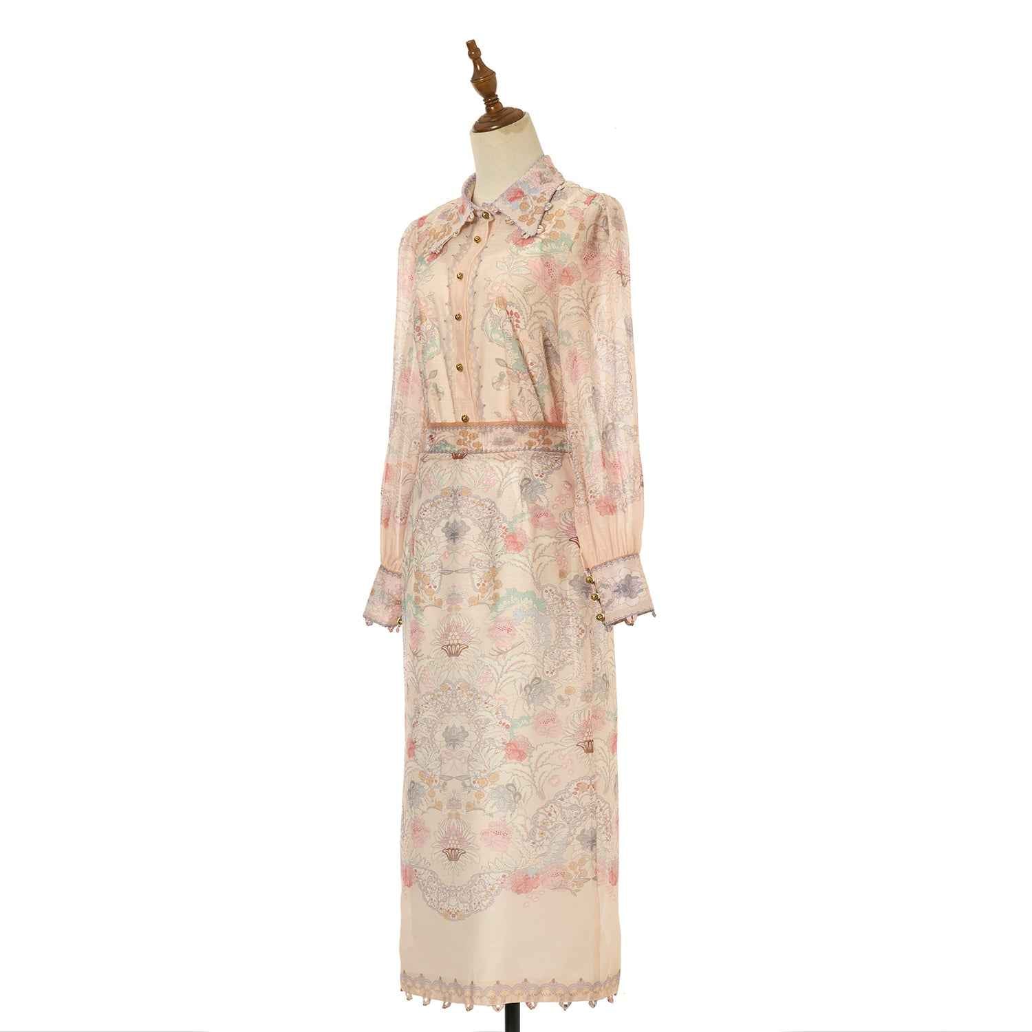 Women's Floral Patterned Blouse and Skirt Two Piece Sets