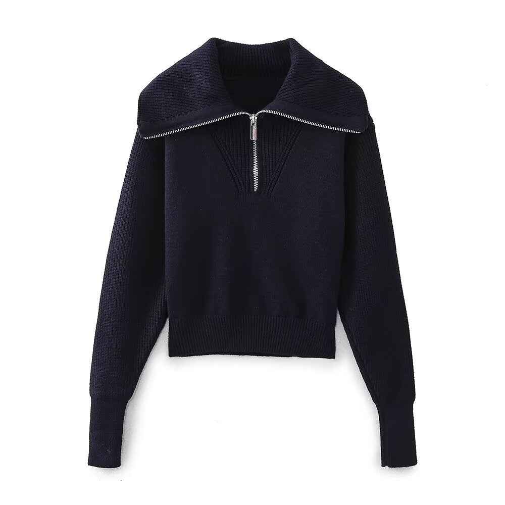 Elegant Knitted Sweater w Zipper