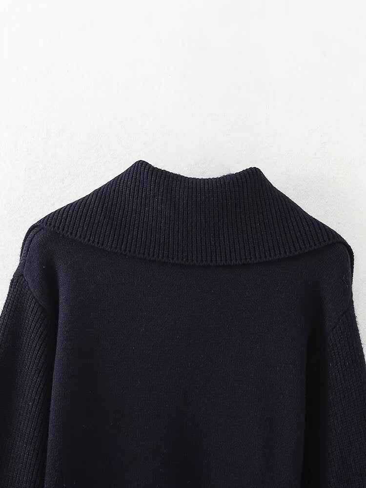 Elegant Knitted Sweater w Zipper