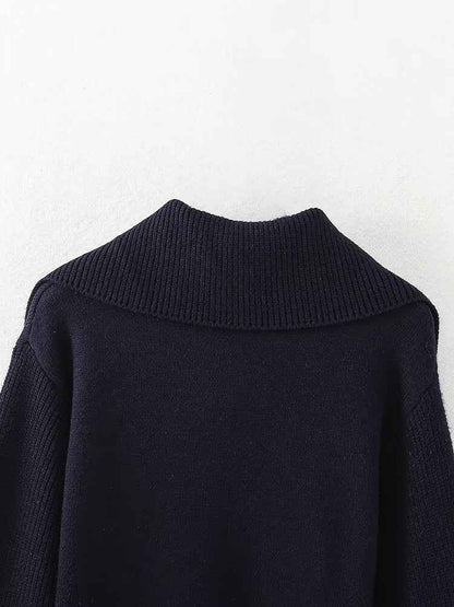 Elegant Knitted Sweater w Zipper