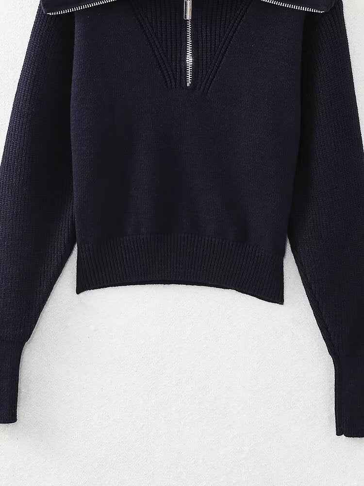 Elegant Knitted Sweater w Zipper