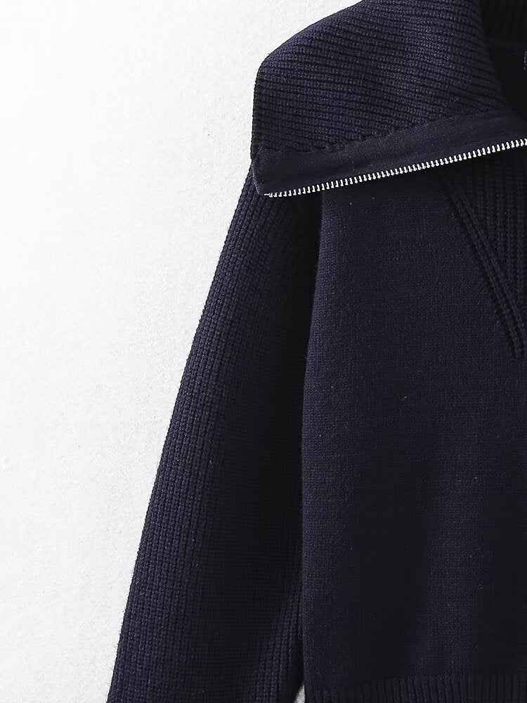 Elegant Knitted Sweater w Zipper