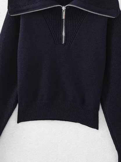 Elegant Knitted Sweater w Zipper