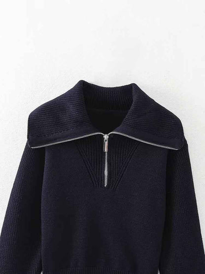 Elegant Knitted Sweater w Zipper