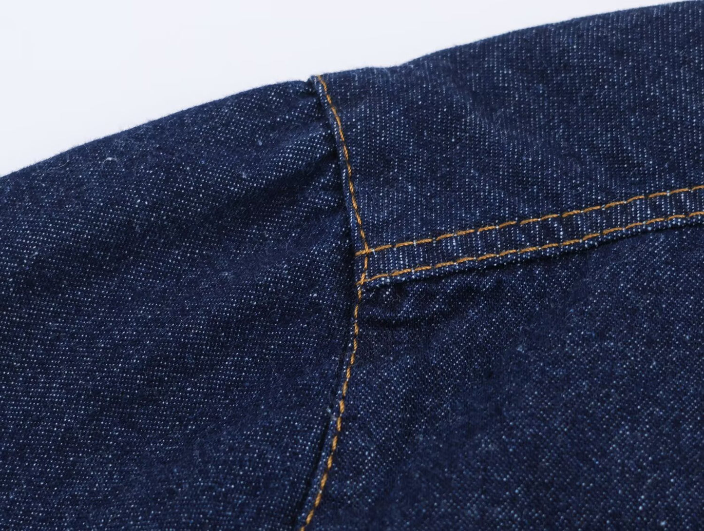 Dark Blue Denim Blouse Polo Collar