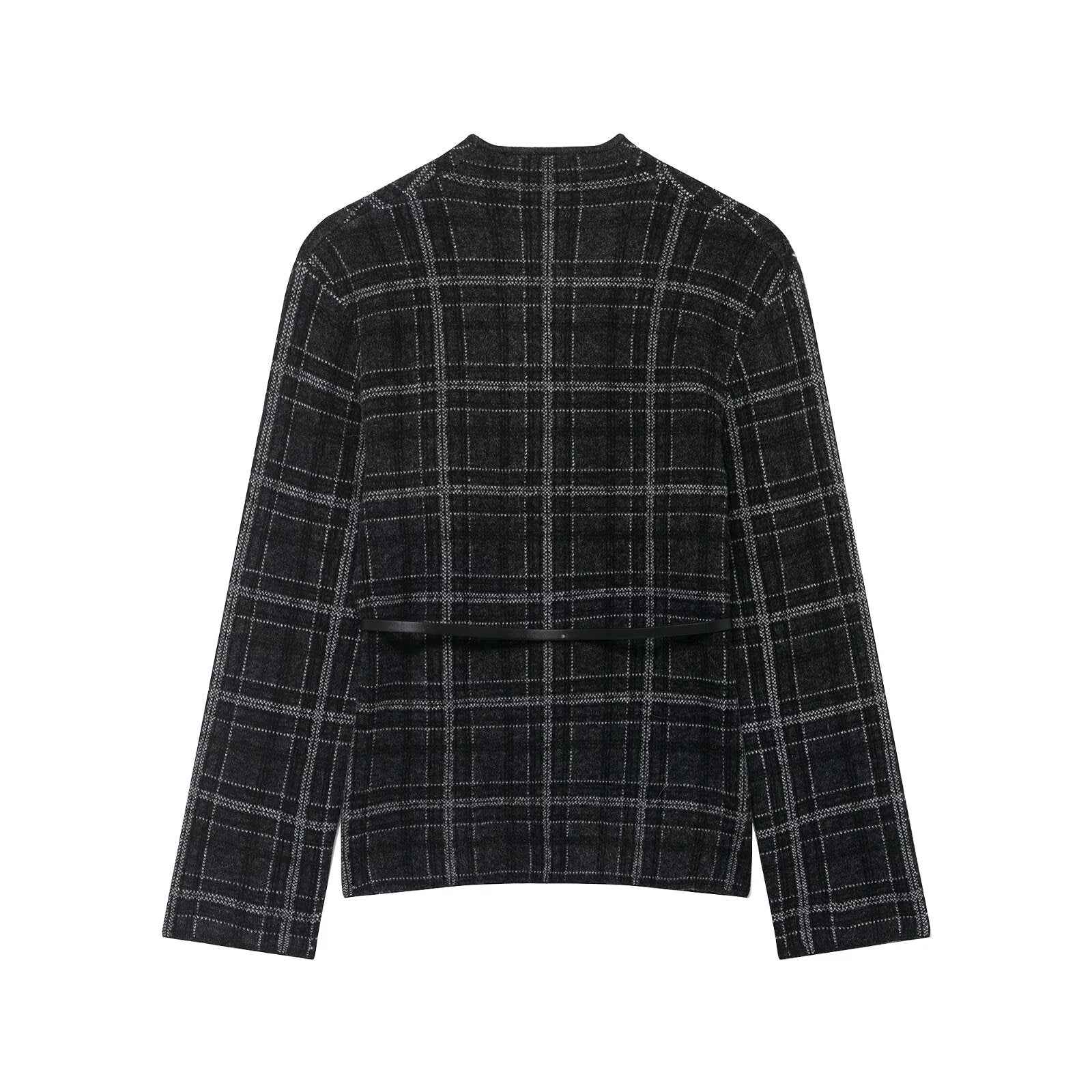 Plaid Knitted Jacket for Women