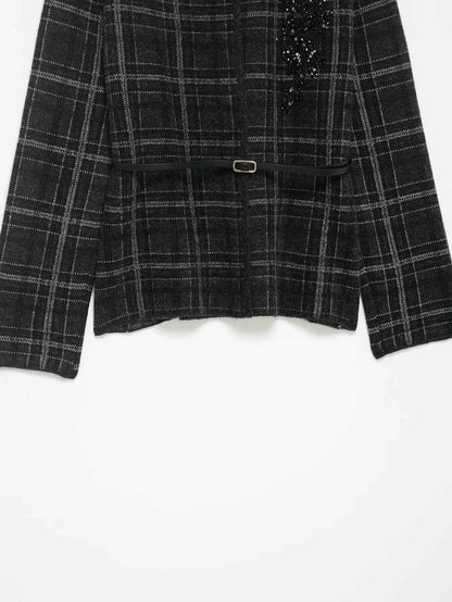 Plaid Knitted Jacket for Women