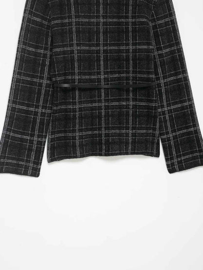 Plaid Knitted Jacket for Women