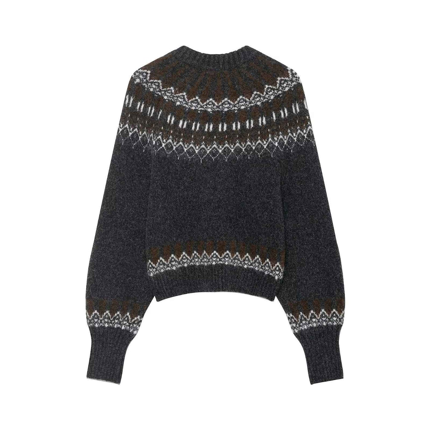 Lazy Retro Long Sleeve Jacquard Knitwear Sweater