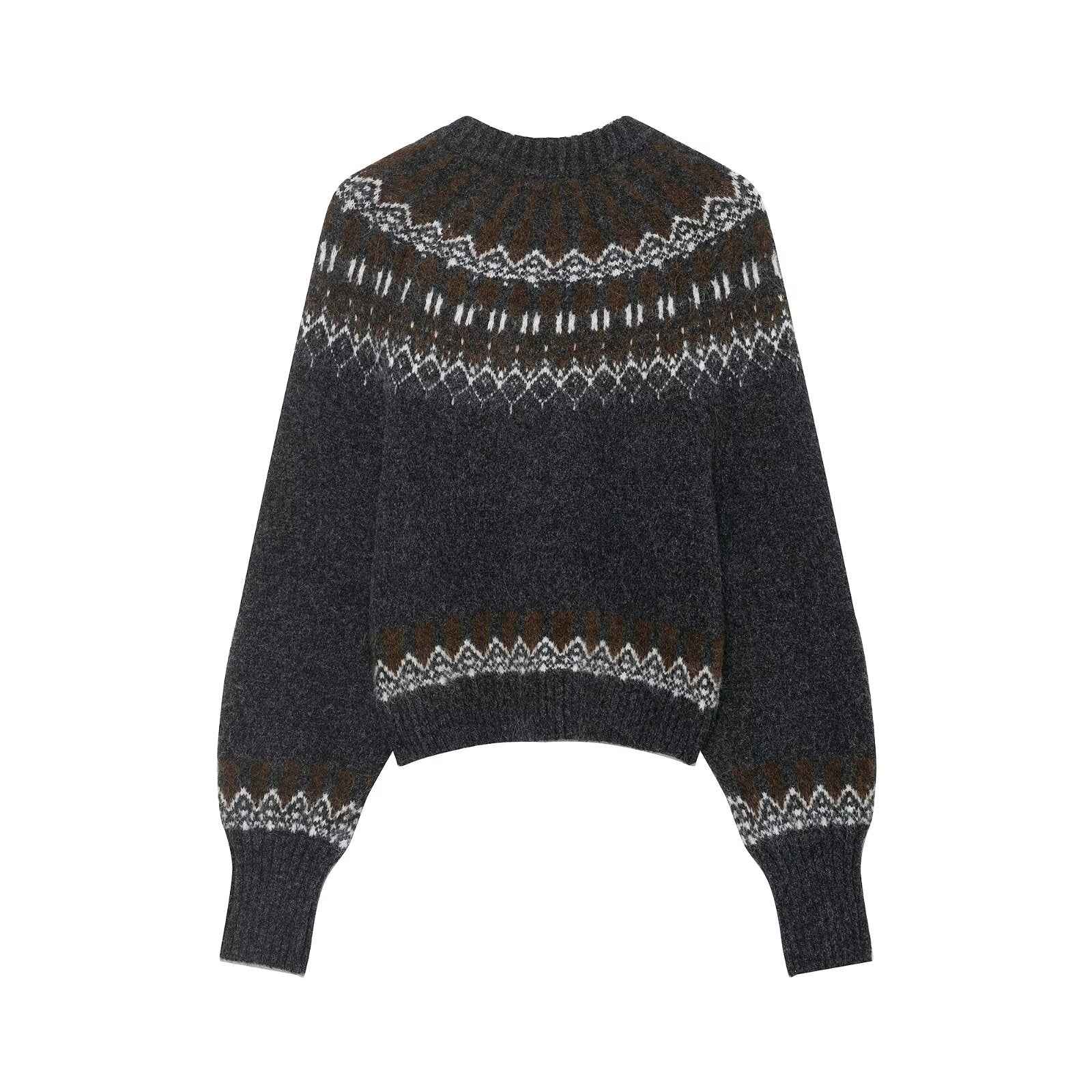 Lazy Retro Long Sleeve Jacquard Knitwear Sweater