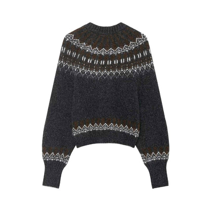 Lazy Retro Long Sleeve Jacquard Knitwear Sweater