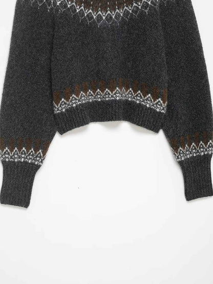 Lazy Retro Long Sleeve Jacquard Knitwear Sweater