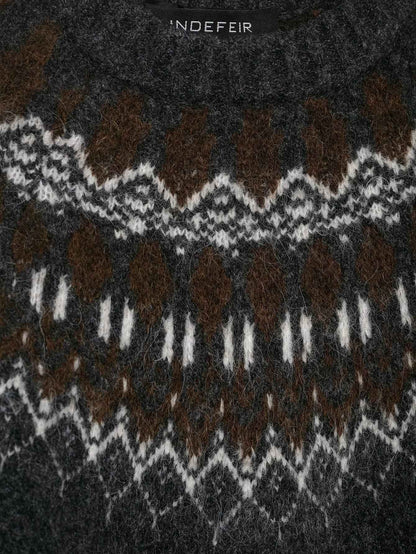 Lazy Retro Long Sleeve Jacquard Knitwear Sweater