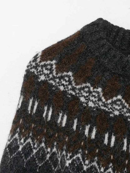 Lazy Retro Long Sleeve Jacquard Knitwear Sweater