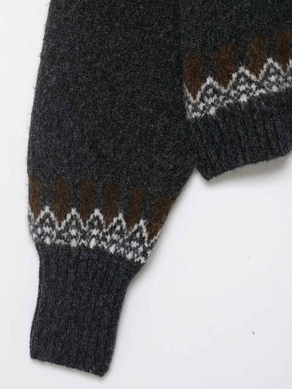 Lazy Retro Long Sleeve Jacquard Knitwear Sweater