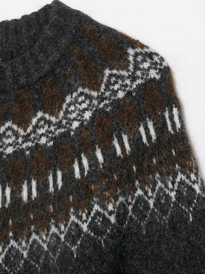 Lazy Retro Long Sleeve Jacquard Knitwear Sweater