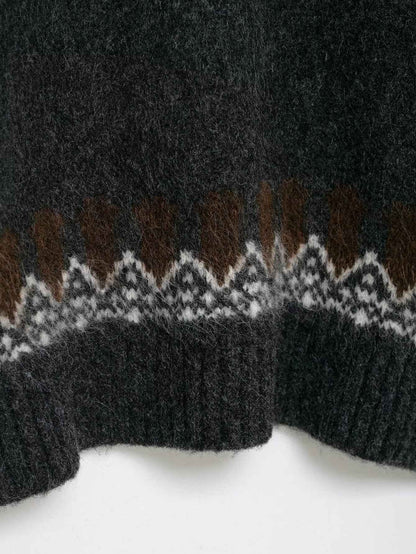 Lazy Retro Long Sleeve Jacquard Knitwear Sweater