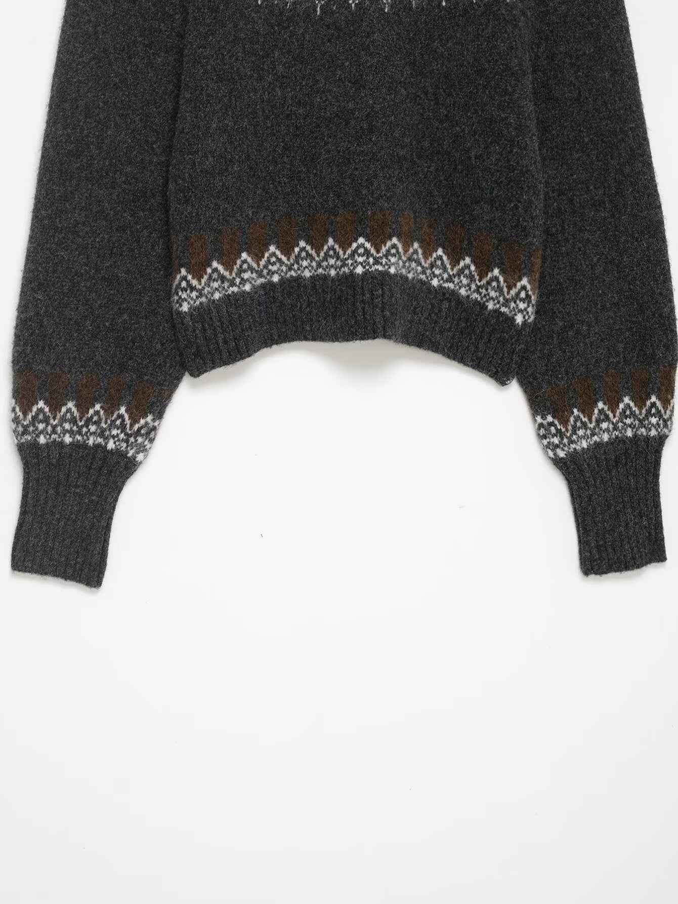 Lazy Retro Long Sleeve Jacquard Knitwear Sweater