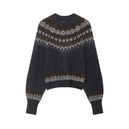 Lazy Retro Long Sleeve Jacquard Knitwear Sweater