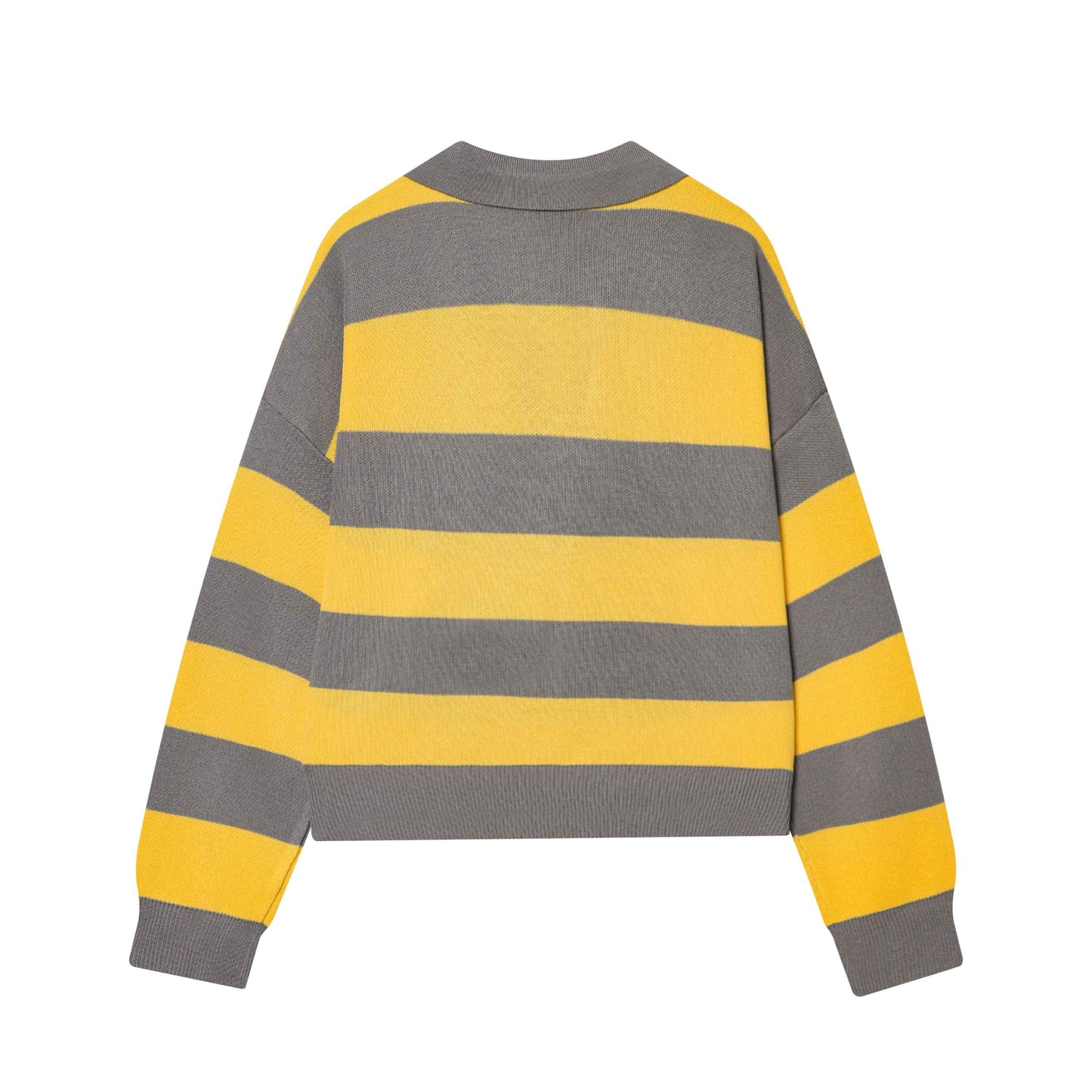 Striped Polo Collar Long Sleeved Sweater