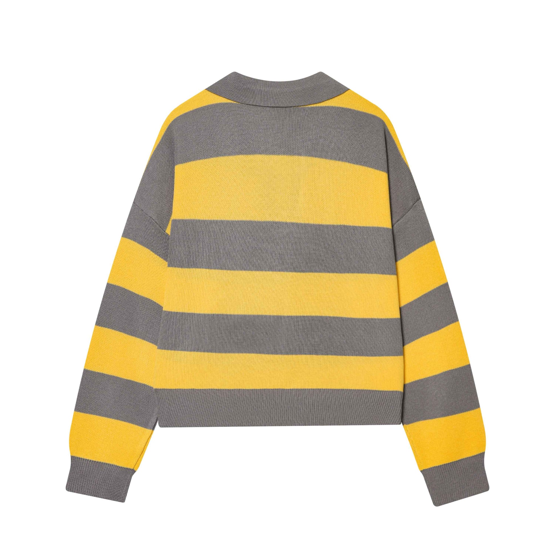 Striped Polo Collar Long Sleeved Sweater