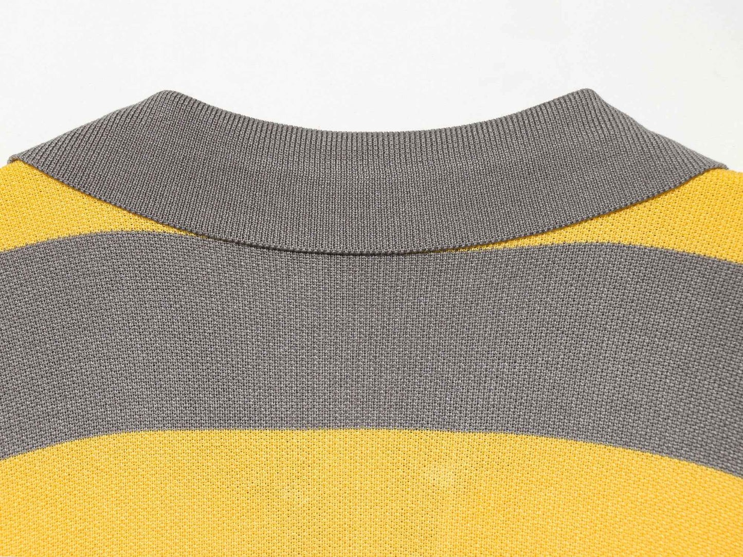 Striped Polo Collar Long Sleeved Sweater