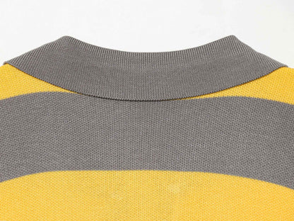 Striped Polo Collar Long Sleeved Sweater