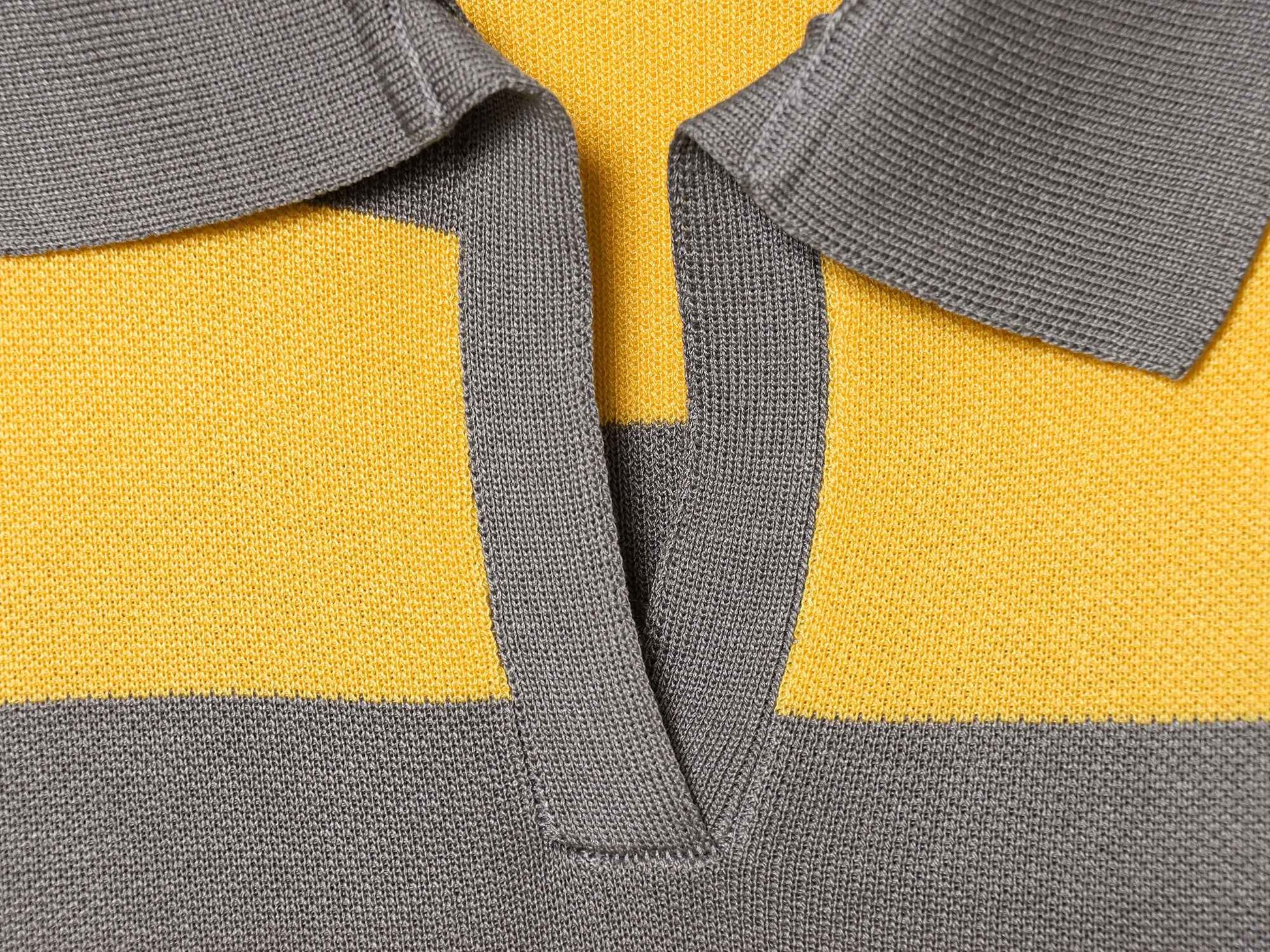 Striped Polo Collar Long Sleeved Sweater