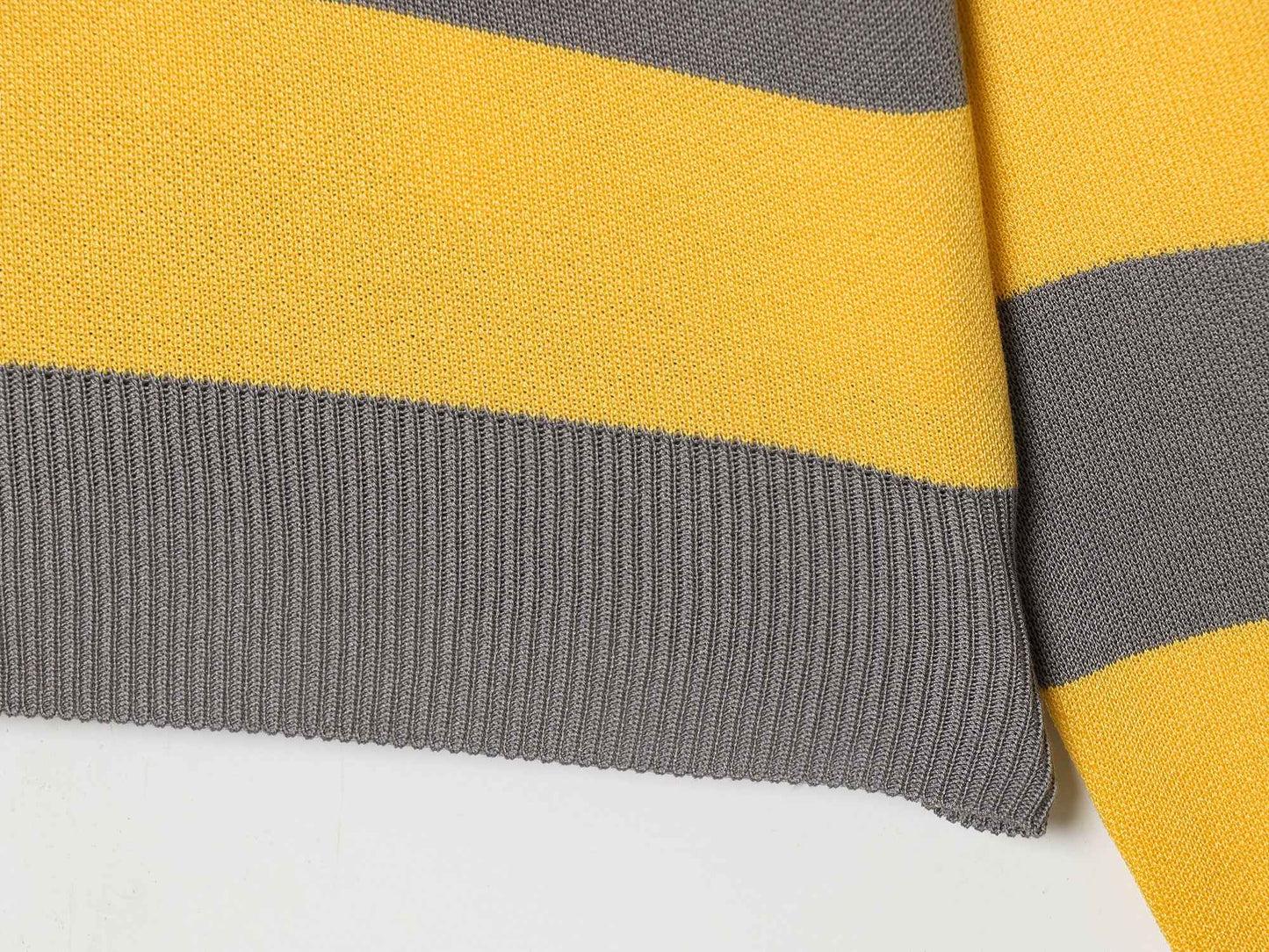Striped Polo Collar Long Sleeved Sweater
