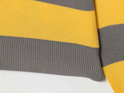 Striped Polo Collar Long Sleeved Sweater